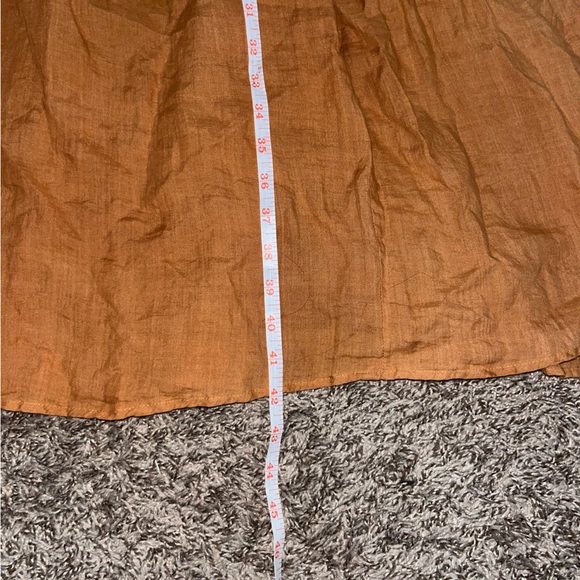 Women’s 100% Ramie ANEMONE V Neck Open Back Full Button Down Maxi Dress M Orange - Picture 11 of 11